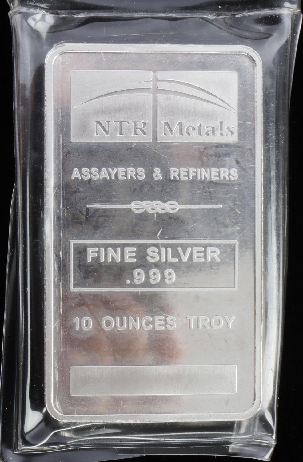 10 OZ NTR .999 FINE SILVER BULLION BAR INGOT