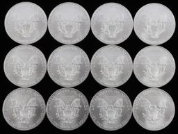 1 OZ AMERICAN SILVER EAGLE $1 COINS LOT OF 12