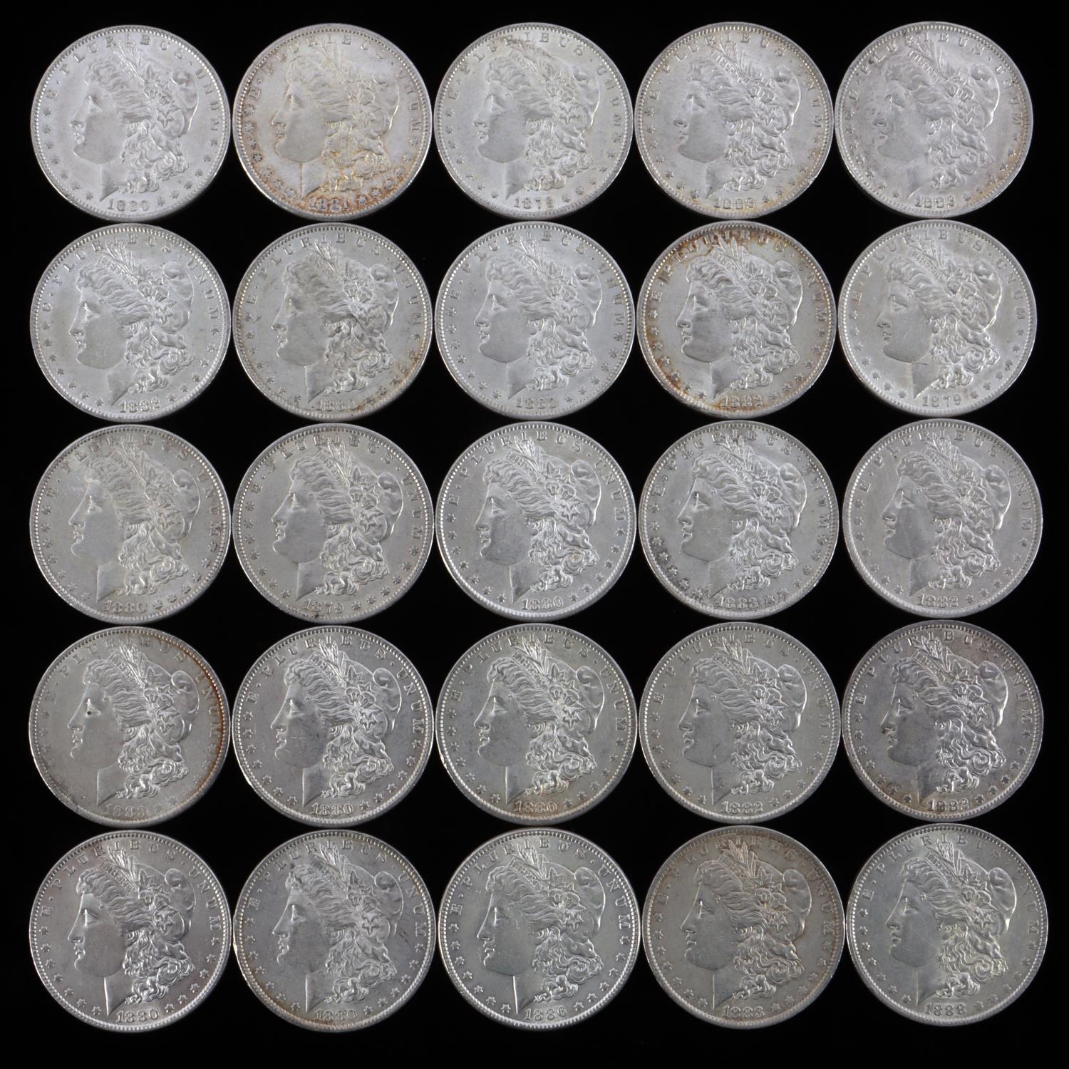 25 UNCIRCULATED MORGAN SILVER DOLLAR COIN LOT