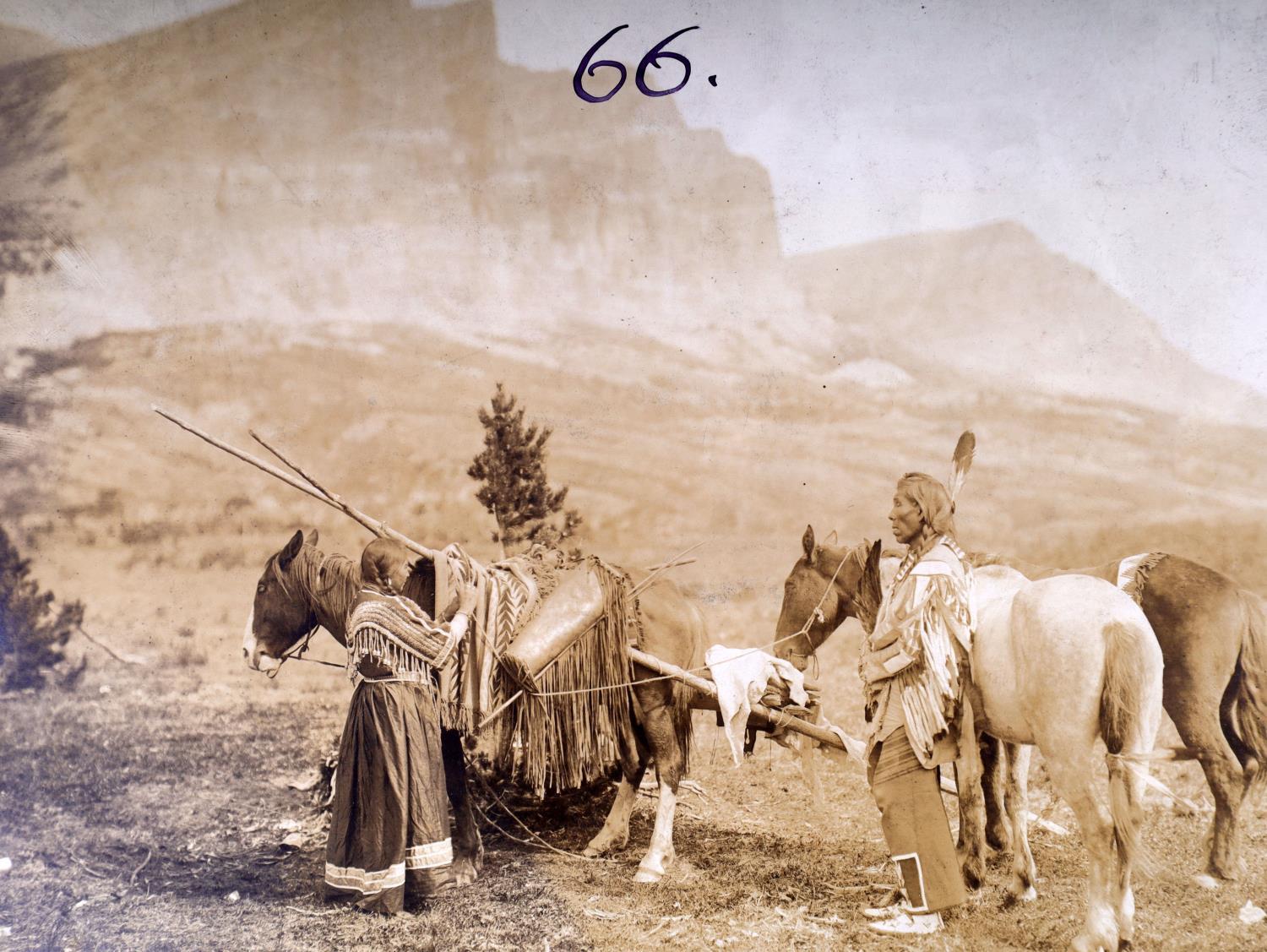 EARLY PHOTO LAKOTA CHIEF THREE BEARS WITH SQUAW