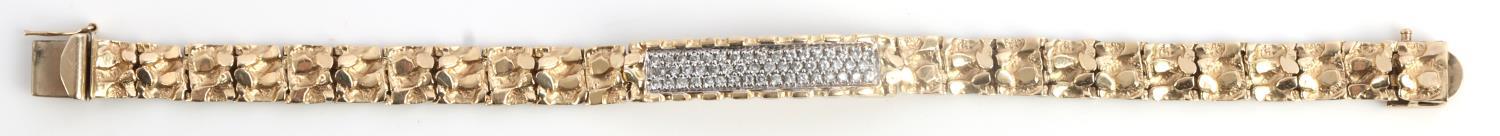 14KT GOLD NUGGET AND DIAMOND BRACELET .6 CARAT