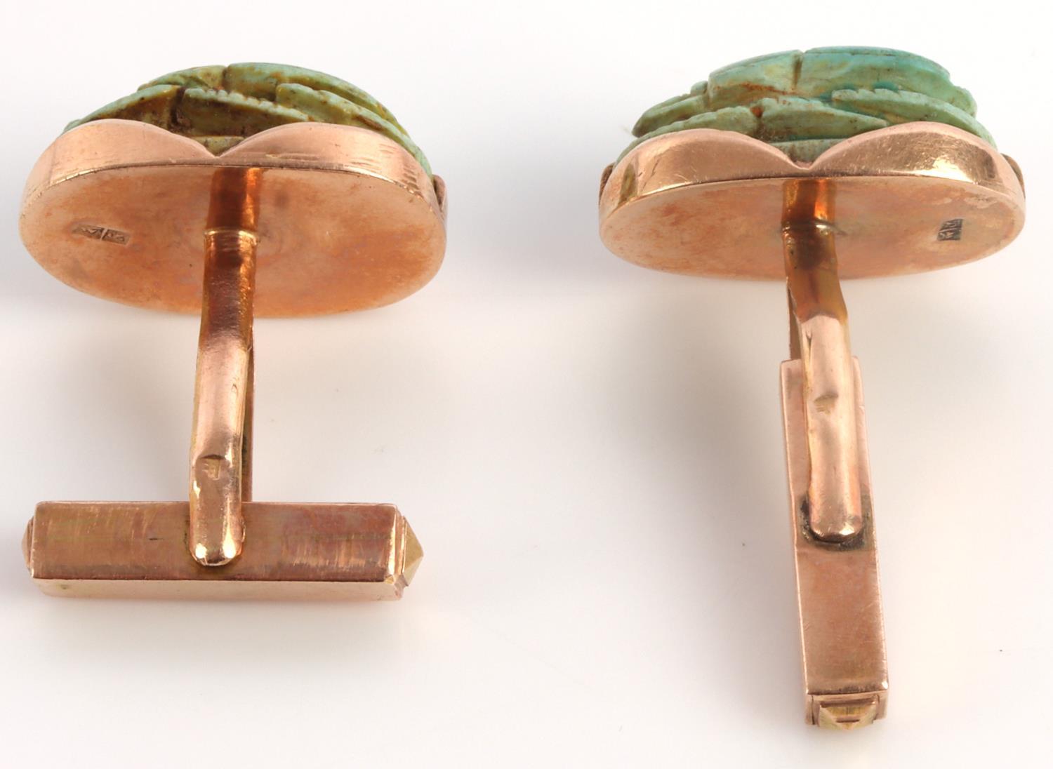 14KT GOLD EGYPTIAN HALLMARKED SCARAB CUFFLINKS