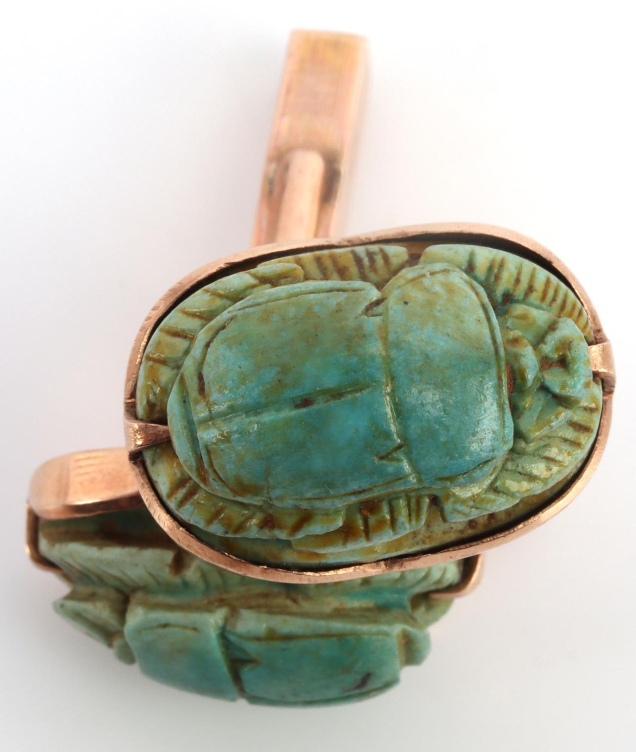 14KT GOLD EGYPTIAN HALLMARKED SCARAB CUFFLINKS