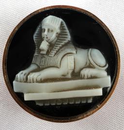 ANTIQUE 14KT GOLD SPHINX INCOLAY CAMEO CUFFLINKS