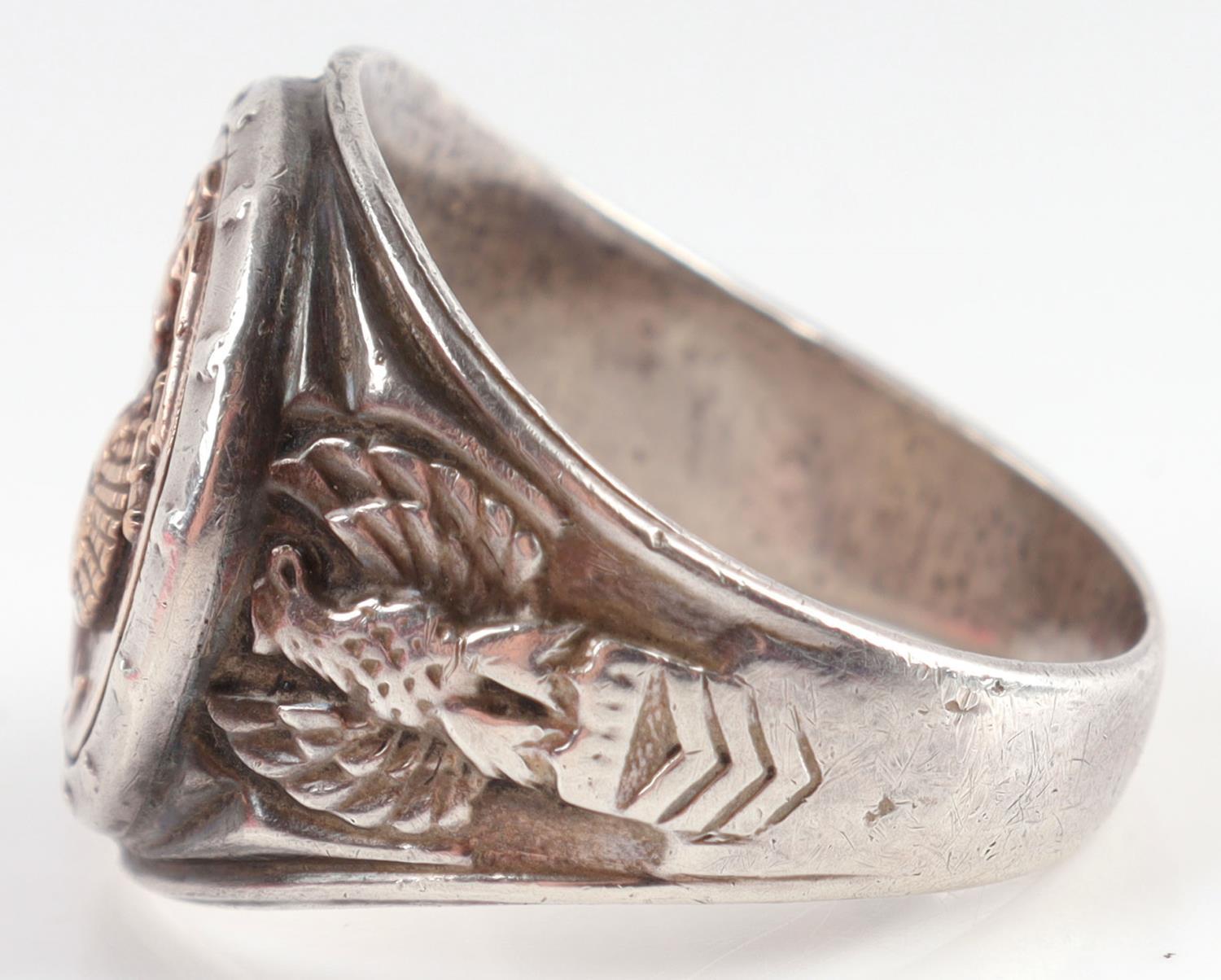 WWII ERA MARINES CORP STERLING AND GOLD RING