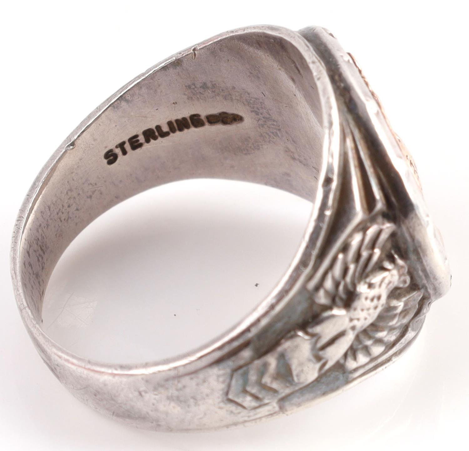 WWII ERA MARINES CORP STERLING AND GOLD RING