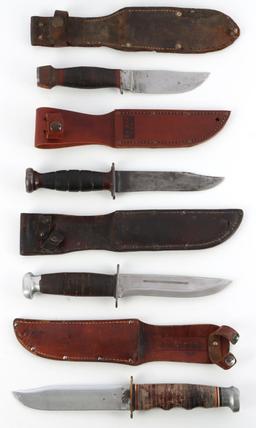 4 WWII FIGHTING KNIFE LOT KA BAR PAL KINFOLKS