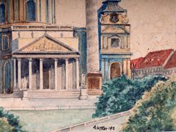 ADOLF HITLER 1911 ARCHITECTUAL WATERCOLOR PAINTING