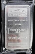 10 OZ NTR .999 FINE SILVER BULLION BAR INGOT