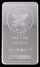 10 TROY OUNCE .999 SILVER BULLION BAR