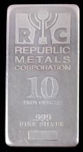 10 TROY OUNCE .999 SILVER BULLION BAR