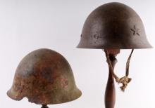 2 WWII JAPANESE IMPERIAL ARMY BATLEFIELD HELMET