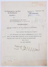 WWII GERMAN CHANCELLORY HIMMLER SIGNED DOCUMENT