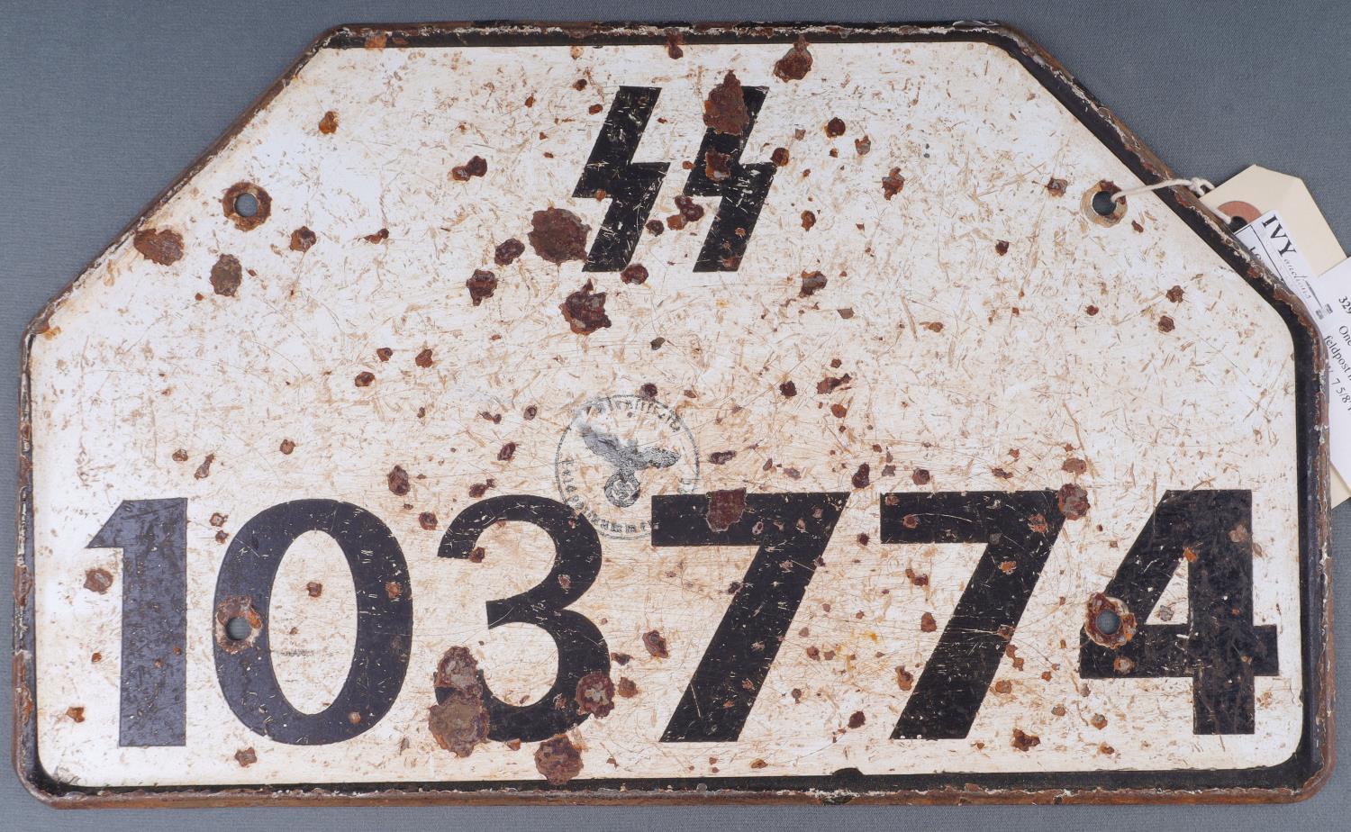 WWII GERMAN SS LICENSE PLATE