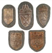 WWII GERMAN THIRD REICH SLEEVE SHIELD LOT OF 5