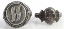 2 WWII GERMAN REICH WAFFEN SS OFFICER SILVER RINGS