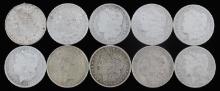 LOT OF 10 MORGAN PEACE SILVER DOLLAR COIN LOT