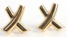 14KT GOLD STYLIZED X EARRINGS BY PETER BRAMS