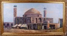 SAHEB OL AMR MOSQUE IN TABIZ VINTAGE OIL PAINTING