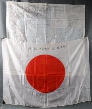 WWII JAPANESE FLAG KANJI & US ARMY CHINA SEA MAP