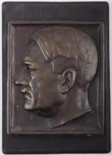 WWII GERMAN REICH ADOLF HITLER BRONZE WALL PLAQUE