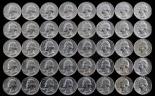 FORTY 90% SILVER COINS WASHINGTON QUARTERS BU