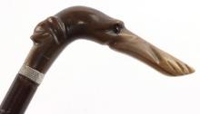 HORN HOUND DOG HEAD WALKING STICK CANE