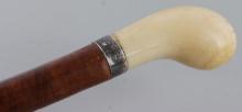 MINERVA HALLMARK SILVER WALRUS TUSK WALKING CANE