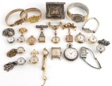 ANTIQUE WATCH LOT STERLING ELGIN PENDANT