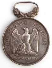 19TH CENT FRENCH FIRE INSURANCE SILVER MEDAL AIGLE