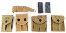 WWI & II US  BRITISH WEB POUCHES AND STRAP LOT