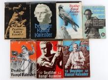 7 WWII GERMAN THIRD REICH 1937 - 1942 CALENDAR LOT