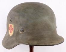 WWII GERMAN RED CROSS M40 STAHLHEIM HELMET