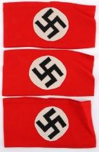 LOT OF 3 WWII GERMAN REICH NSDAP PARTY ARMBANDS