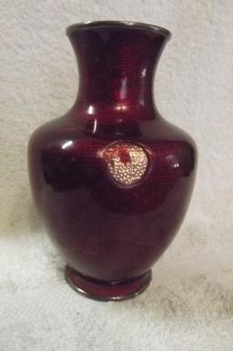 Red Glass Covered Vase