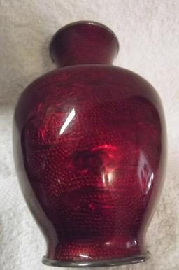 Red Glass Covered Vase