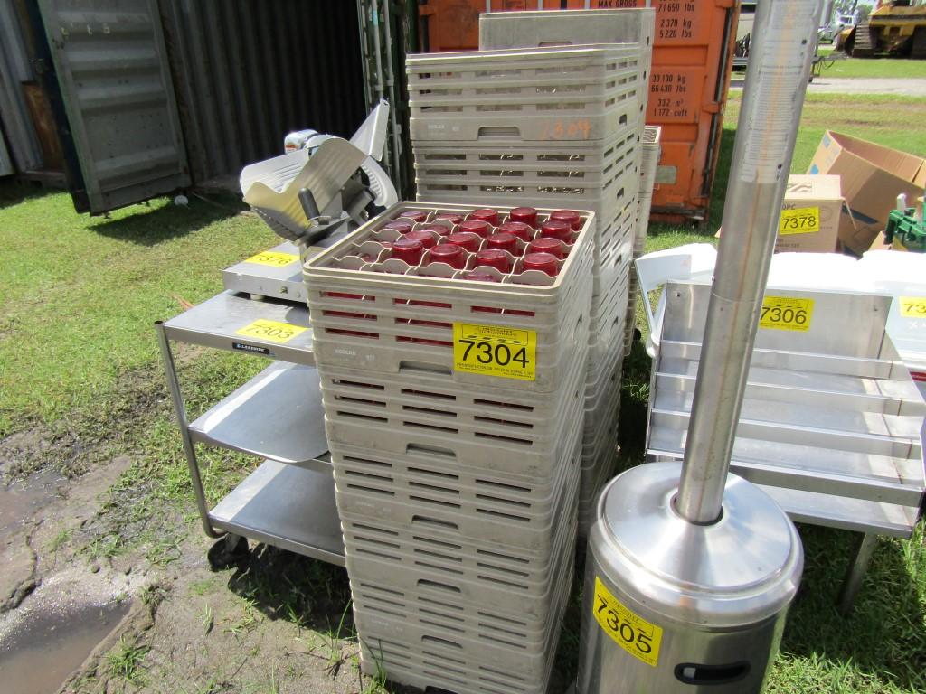 LOT-4 STACKS OF TUMBLERS AND ROLL RACKS