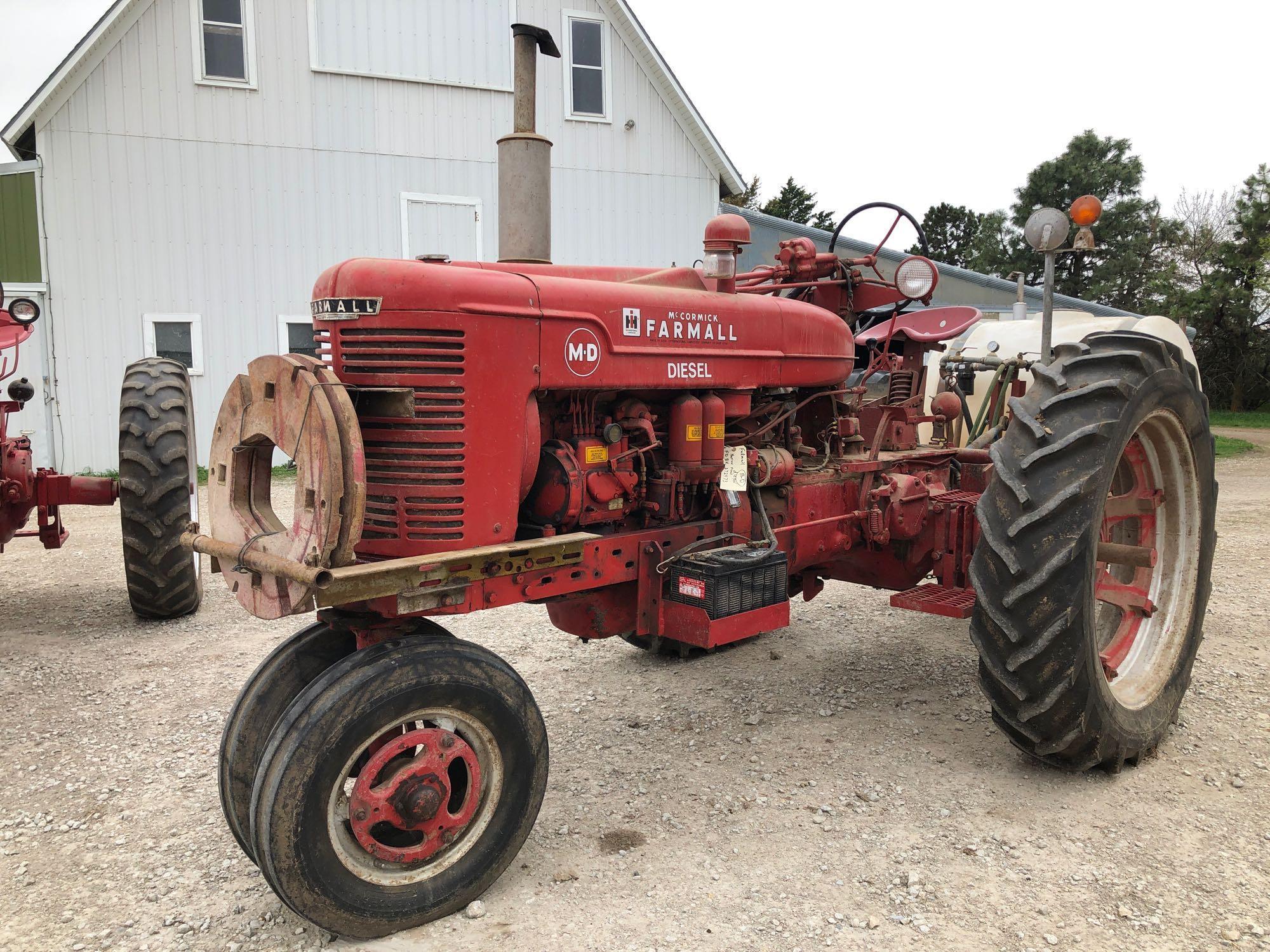 Farmall M-D Narrow Front Tractor with Sprayer & Weights, Diesel, SN:FDBK272473