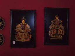 2 Oriental large Emperor & Empress inlay pictures
