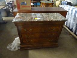 Marble top dresser-burl wood-Charles X Henredon-44" wide, 19" deep, 36" tall