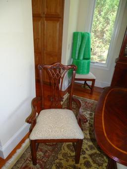 Burl Mahogany Dining Room Table-90" x 45" plus one additional 18" leaf. Includes 10 chairs.