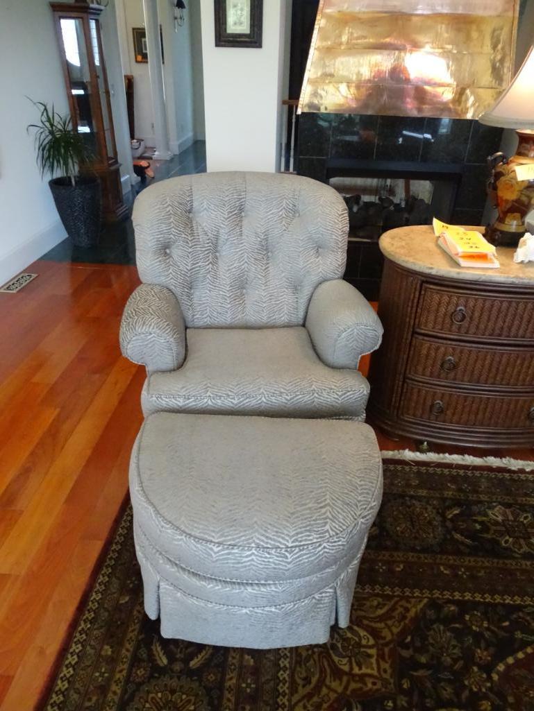2 Club Chairs with Ottoman-36" tall-grey upholstery
