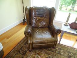 Leather recliner-motioncraft-33" tall, worn sections.