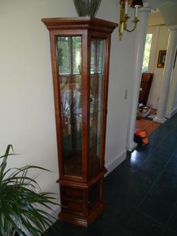 Curio cabinet-inside lights-71" tall x 11" deep.