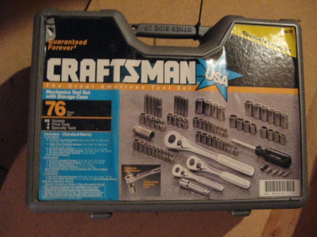 Craftsman 76 piece socket set; drive tools and specialty tools.