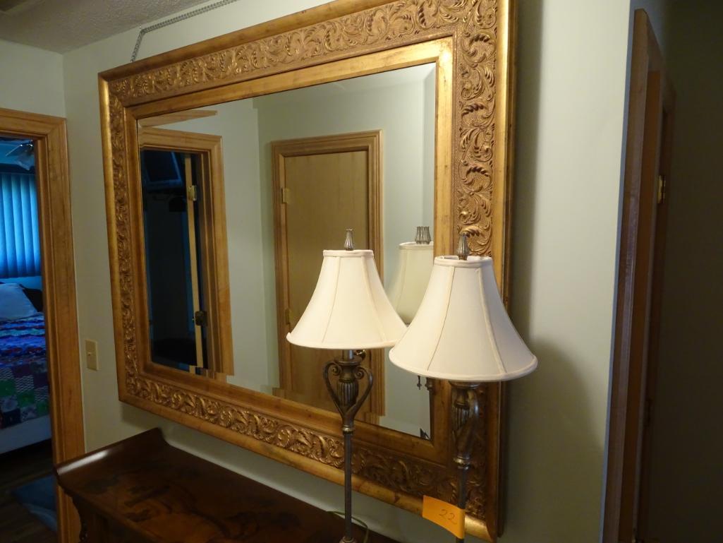 Large gilded frame mirror, 62"wide, 50" tall