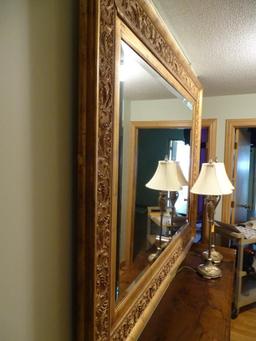 Large gilded frame mirror, 62"wide, 50" tall