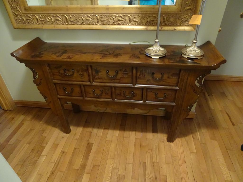 Oriental style side table-63" L x 15" W x 34" H