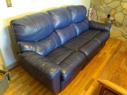 Leather reclining sofa. 7'L x 3'W x 38" H.