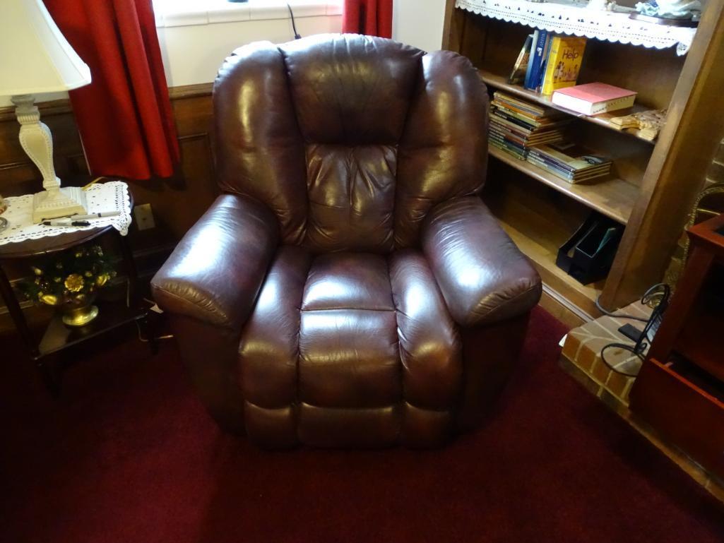 La-Z-Boy Leather Chair-Rocks, Reclines & Swivels